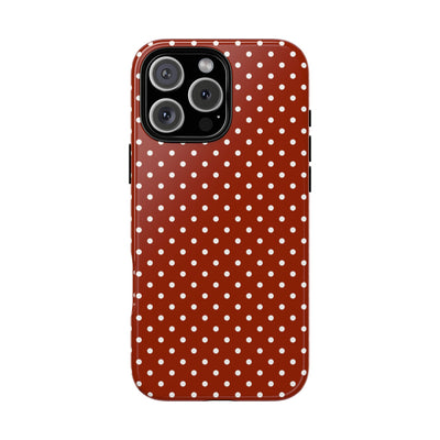 Aesthetic Tough Clay Red Polka Dots Premium Phone Case - For iPhone 17 Pro Max iPhone 16 Pro iPhone 15 Iphone 14 Plus 13 Pro 12 11 10 XR XS - Studio40ParkLane