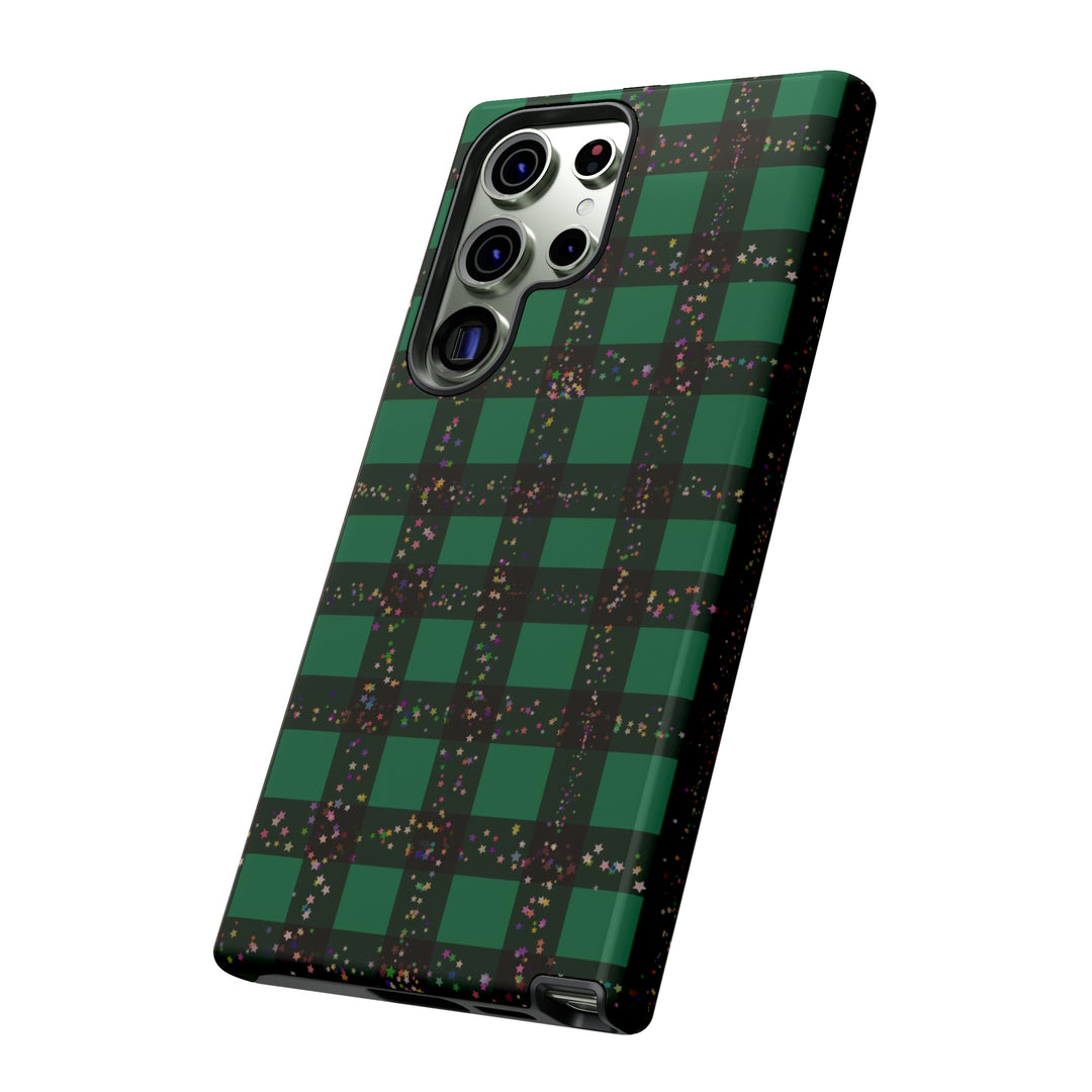 Cute Samsung Phone Cases, Designer Samsung Galaxy S23 Phone Case, Samsung S22 Case, Samsung S21 Case, Samsung S20 Case, Green Festive Plaid - Studio40ParkLane