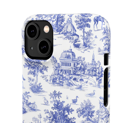 Snap Blue Vintage French Toile Cute Phone Cases for Samsung Galaxy S24, S23, S22, S21, S20, Plus, Ultra, Iphone 16, 15, 14, Pro and Max