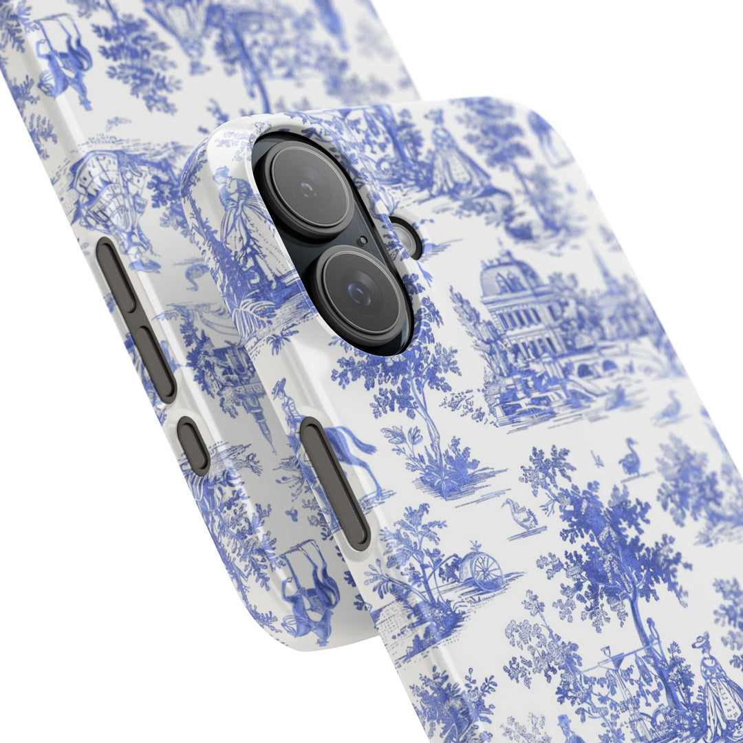 Slim Blue Vintage French Toile Cute Phone Cases for Iphone 16 Pro Max | iPhone 15 Case | iPhone 15 Pro Max Case, Iphone 14, Iphone 14 Pro Max, Iphone 13 12 11 8 7 - Studio40ParkLane
