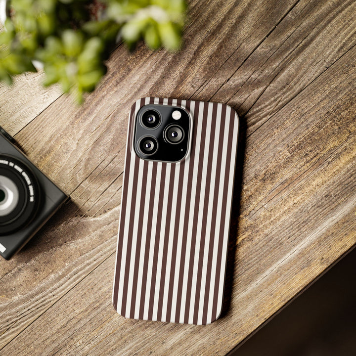 Slim Carriage Brown Striped Cute Phone Case for Iphone 16 - | iPhone 15 Pro Max Case | iPhone 14 Case Iphone 13 12 11 10 9 8 7 Gift for Her - Studio40ParkLane