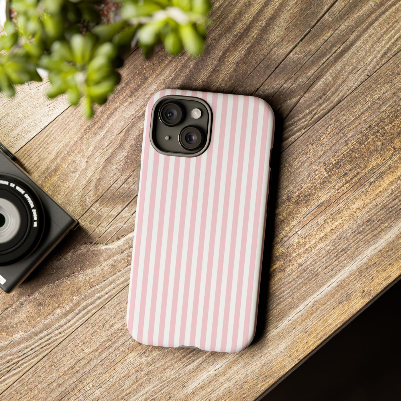 Tough Premium Sweet Pink Stripes Phone Case Gift for Her - For Apple iPhone 16 Pro Max 16e iPhone 15 Pro iPhone Iphone 14 Plus 13 Pro 12 SE XR - Studio40ParkLane