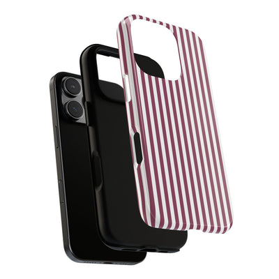 Tough Premium Old Claret Stripes Phone Case Gift for Her - For Apple iPhone 16 Pro Max 16e iPhone 15 Pro iPhone Iphone 14 Plus 13 Pro 12 SE XR - Studio40ParkLane