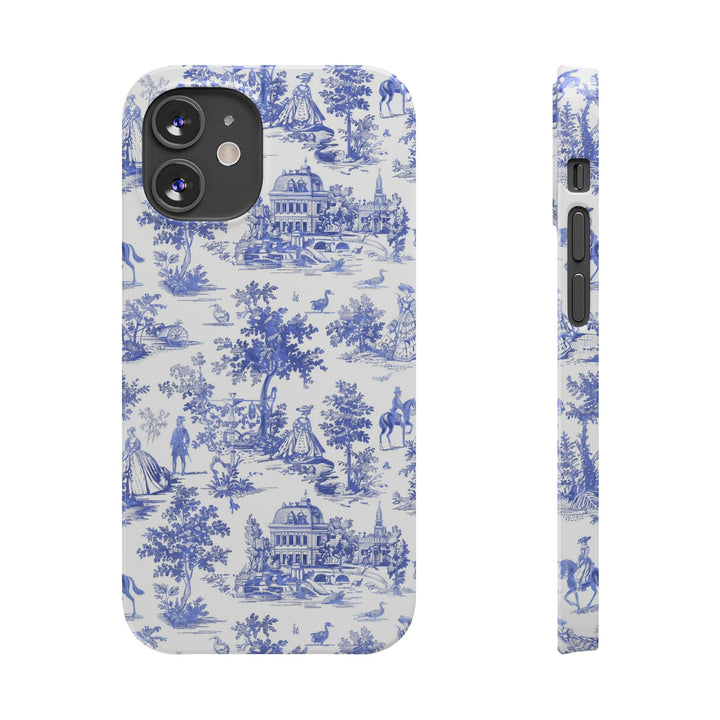 Slim Blue Vintage French Toile Cute Phone Cases for Iphone 16 Pro Max | iPhone 15 Case | iPhone 15 Pro Max Case, Iphone 14, Iphone 14 Pro Max, Iphone 13 12 11 8 7 - Studio40ParkLane