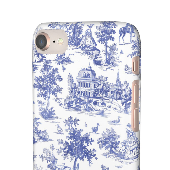 Sleek Snap Blue French Toile Cute Phone Case for iPhone 16 15 14 13 12 11 X Xs Max Xr Pro Plus Samsung Galaxy S24 S23 S22 S21 S20 Note Ultra