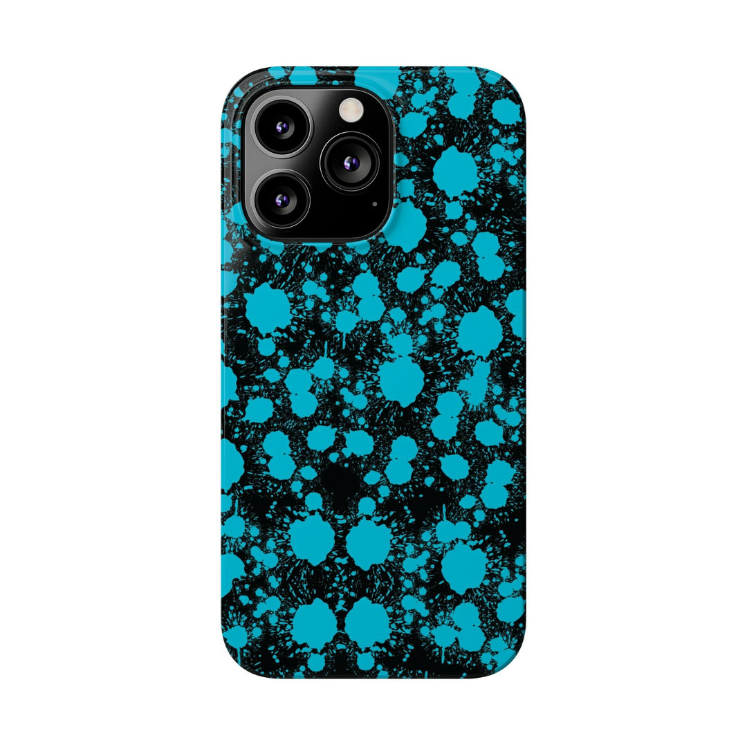 Slim Cute Phone Cases for Iphone - | iPhone 15 Case | iPhone 15 Pro Max Case, Iphone 14 Case, Iphone 14 Pro Max, Iphone 13, Blue Paint Blots Splash - Studio40ParkLane