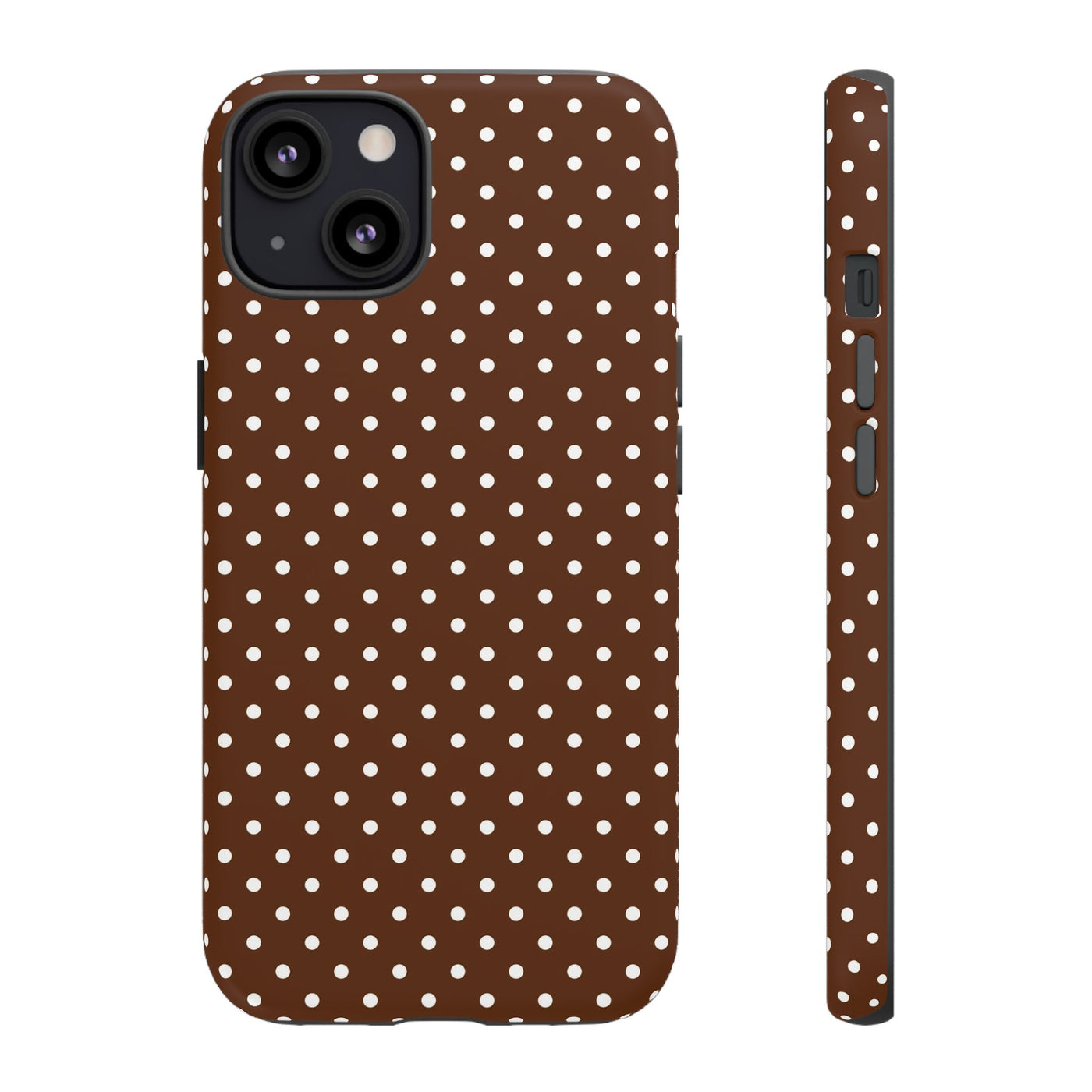 Aesthetic Tough Mocha Brown Polka Dots Premium Phone Case - For iPhone 17 Pro Max iPhone 16 Pro iPhone 15 Iphone 14 Plus 13 Pro 12 11 10 - Studio40ParkLane