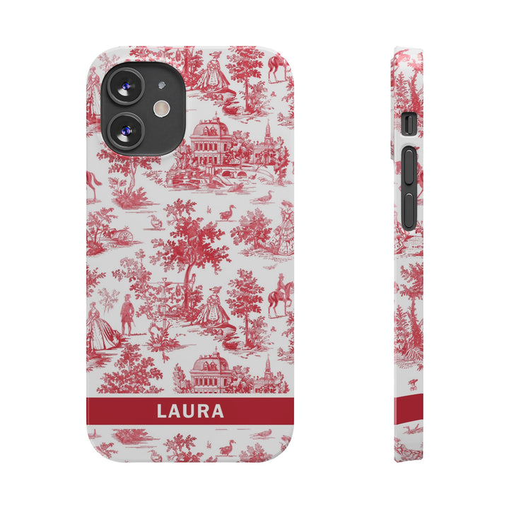 Slim French Toile Personalized Initial Custom Gift for Her Cute Phone Cases for Iphone 16 Pro Max | iPhone 15 Case | iPhone 15 Pro Max Case, Iphone 14, 13, 12, 11, 10, 8, 7 - Studio40ParkLane