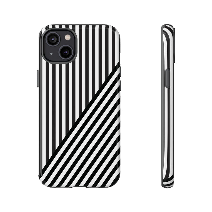 Aesthetic Tough Black White Stripes Phone Case - For iPhone 17 Pro Max iPhone 16 Pro iPhone 15 Iphone 14 Plus 13 Pro 12 11 10 XR - Studio40ParkLane