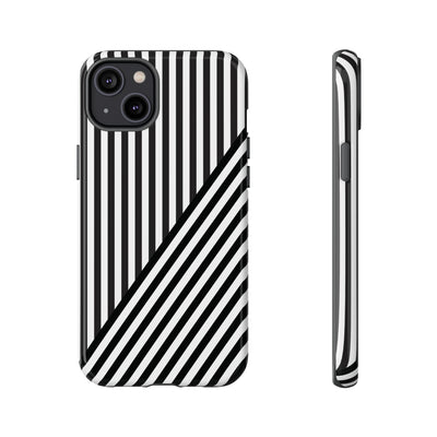 Aesthetic Tough Black White Stripes Phone Case - For iPhone 17 Pro Max iPhone 16 Pro iPhone 15 Iphone 14 Plus 13 Pro 12 11 10 XR - Studio40ParkLane