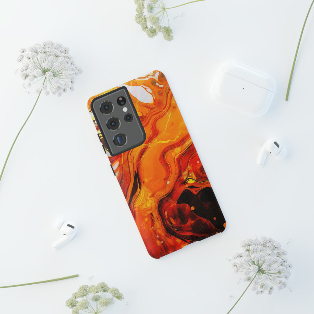 Cute Samsung Phone Cases, Designer Samsung Galaxy S23 Phone Case, Samsung S22 Case, Samsung S21 Case, Samsung S20 Case, Marble Orange Design - Studio40ParkLane