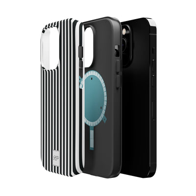 Custom Personalized Black White Striped Magsafe Phone Case for Iphone 17 - | iPhone 16 Pro Max Case | iPhone 15 Case Iphone 14 13 12 11 10 - Studio40ParkLane