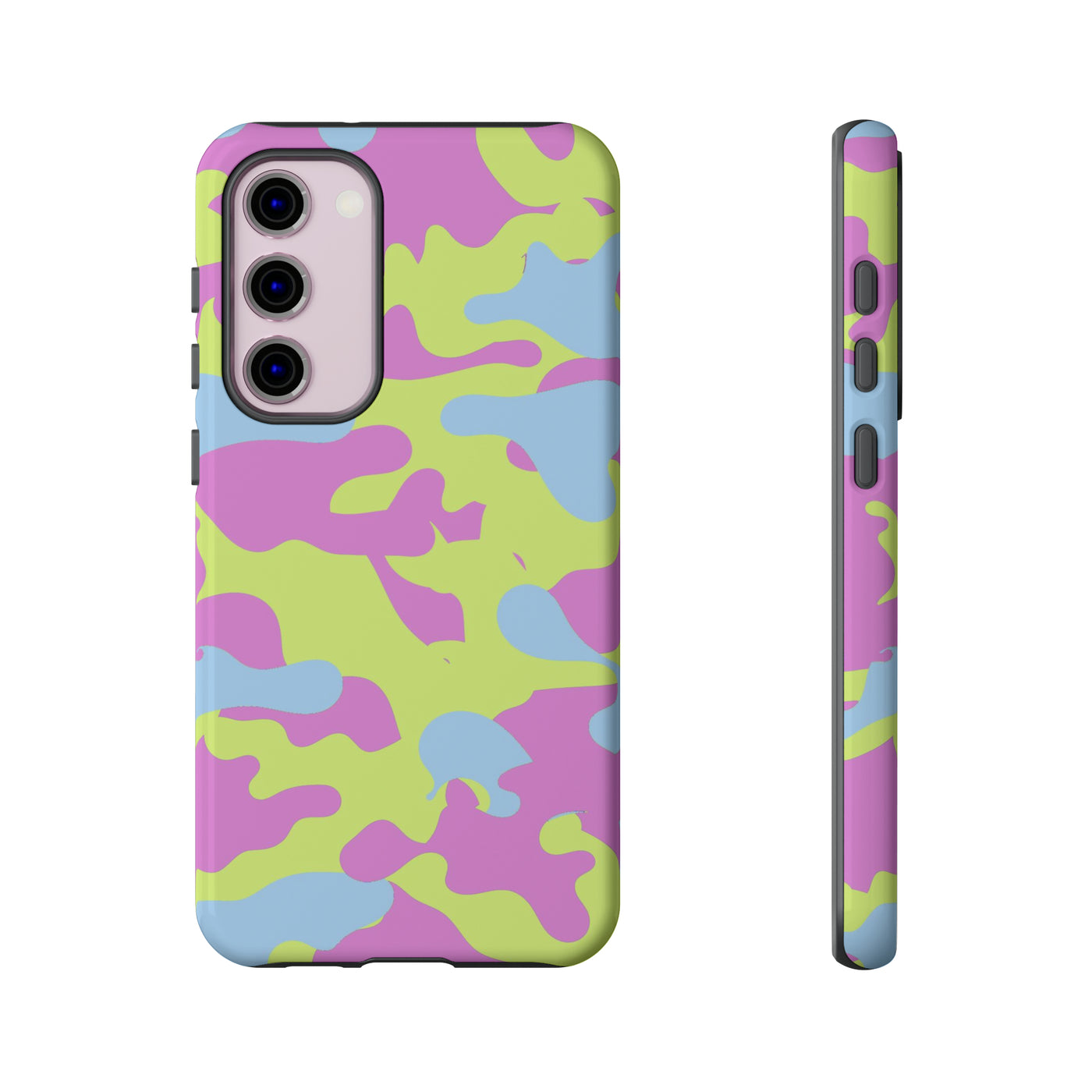 Cute Phone Case | Aesthetic Phone Cases| for Galaxy S23, S22, S21, S20 | Blue Pink Camouflage, Protective Phone Case