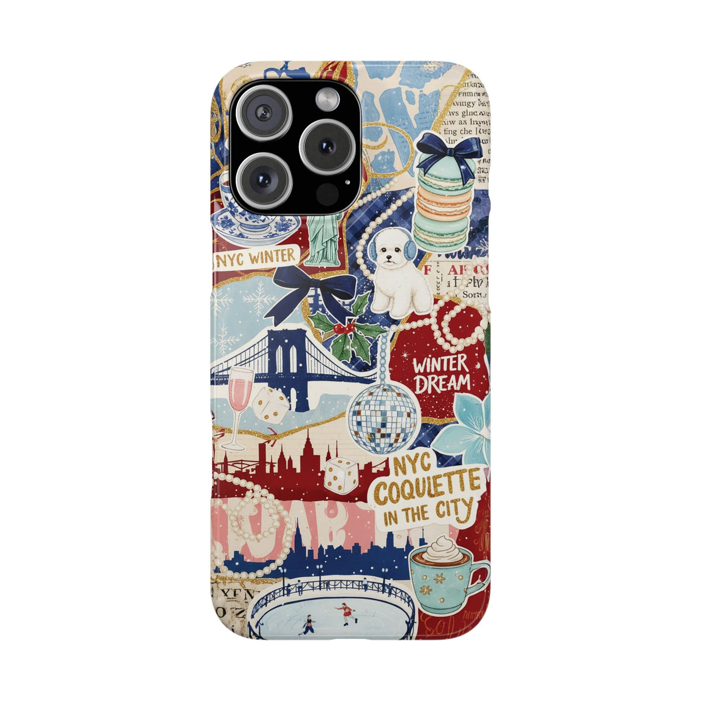 Slim New York Winter Coquette Collage Cute Phone Case for Iphone 16 - | iPhone 15 Pro Max Case | iPhone 14 Case Iphone 13 12 11 10 9 8 7 X - Studio40ParkLane