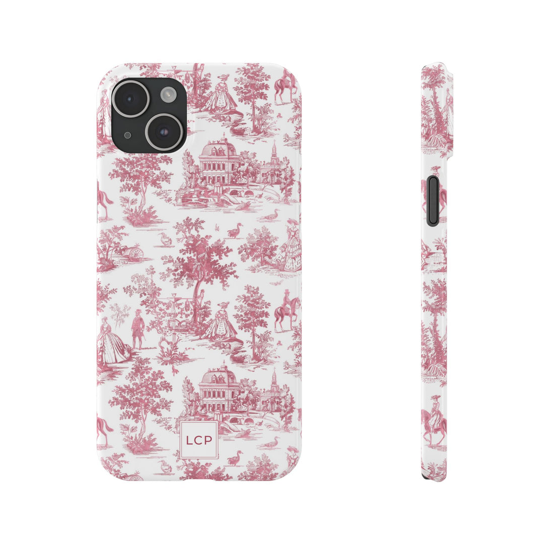Slim Personalized Slim Pink Vintage French Toile Cute Phone Cases for Iphone 16 Pro Max | iPhone 15 Case | iPhone 15 Pro Max Case, Iphone 14, Iphone 14 Pro Max, Iphone 13 12 11 8 7 - Studio40ParkLane