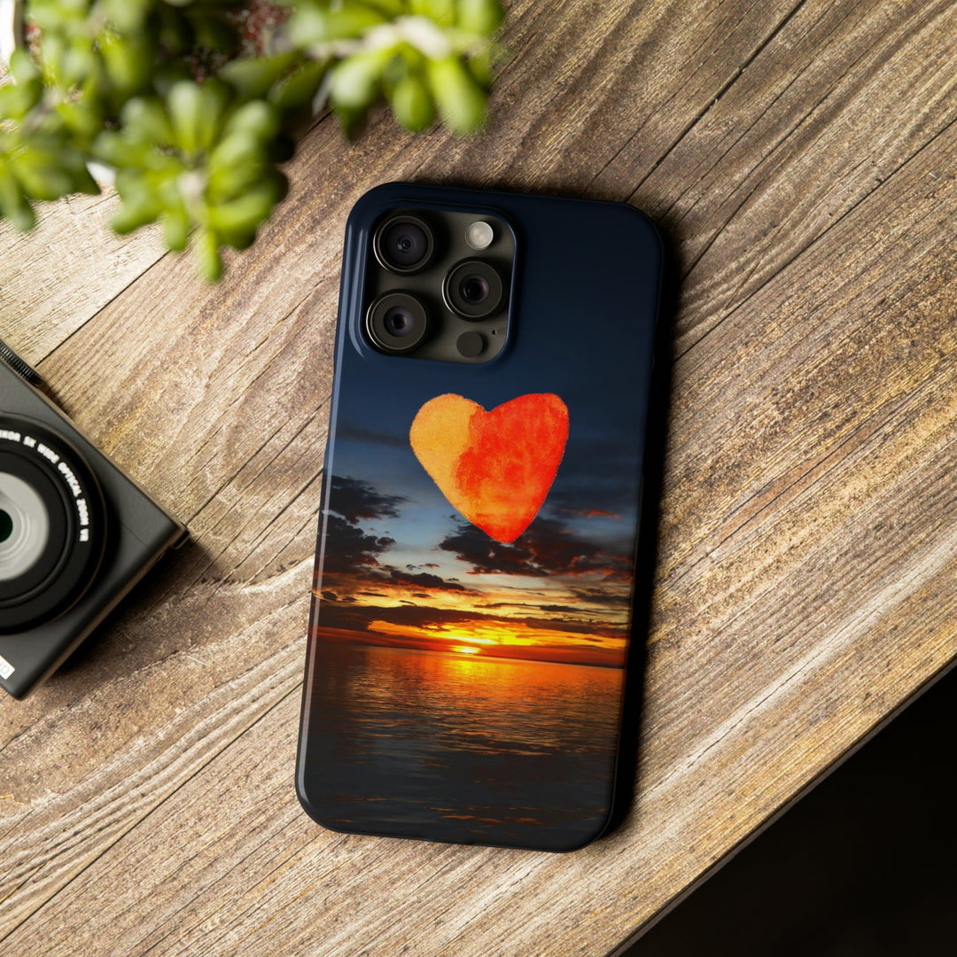 Slim Cute Phone Cases for Iphone - | iPhone 15 Case | iPhone 15 Pro Max Case, Iphone 14 Case, Iphone 14 Pro Max, Iphone 13, Rising Heart Sunset - Studio40ParkLane