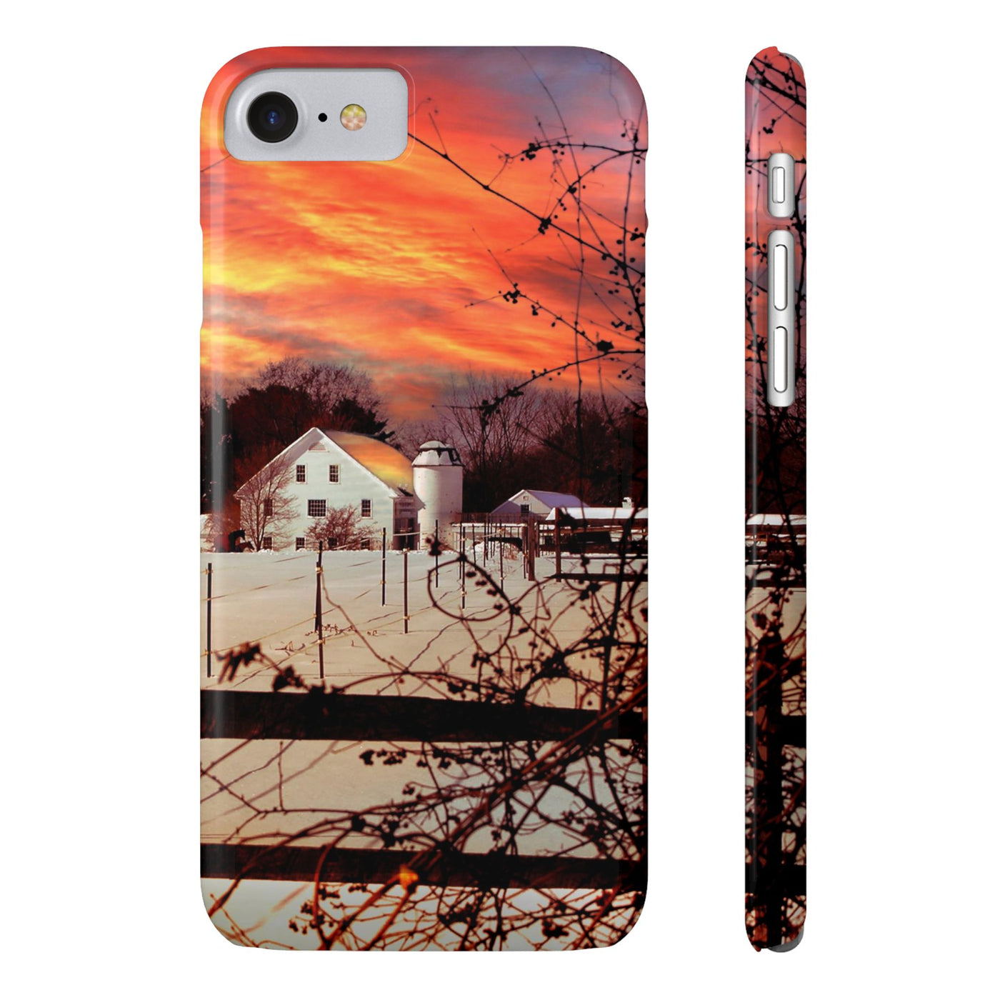 Slim Cute Phone Cases for Iphone - | iPhone 15 Case | iPhone 15 Pro Max Case, Iphone 14 Case, Iphone 14 Pro Max, Iphone 13, New England Winter Sunset