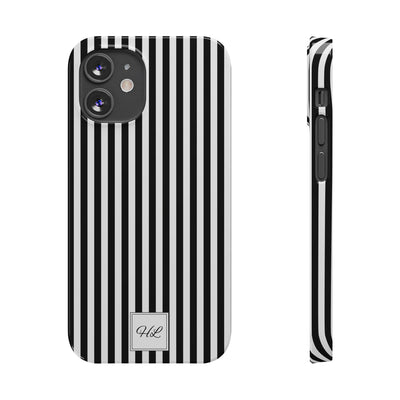 Slim Custom Personalized Black White Striped Phone Case for Iphone 16 - | iPhone 15 Pro Max Case | iPhone 14 Case Iphone 13 12 11 10 9 8 - Studio40ParkLane