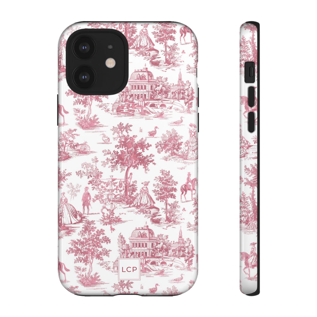 Personalized Custom French Toile Tough Cute Phone Case For Apple iPhone 18, 17, 16, 15 14, Pro Max, Samsung Galaxy S26, S25, S24 Plus Ultra