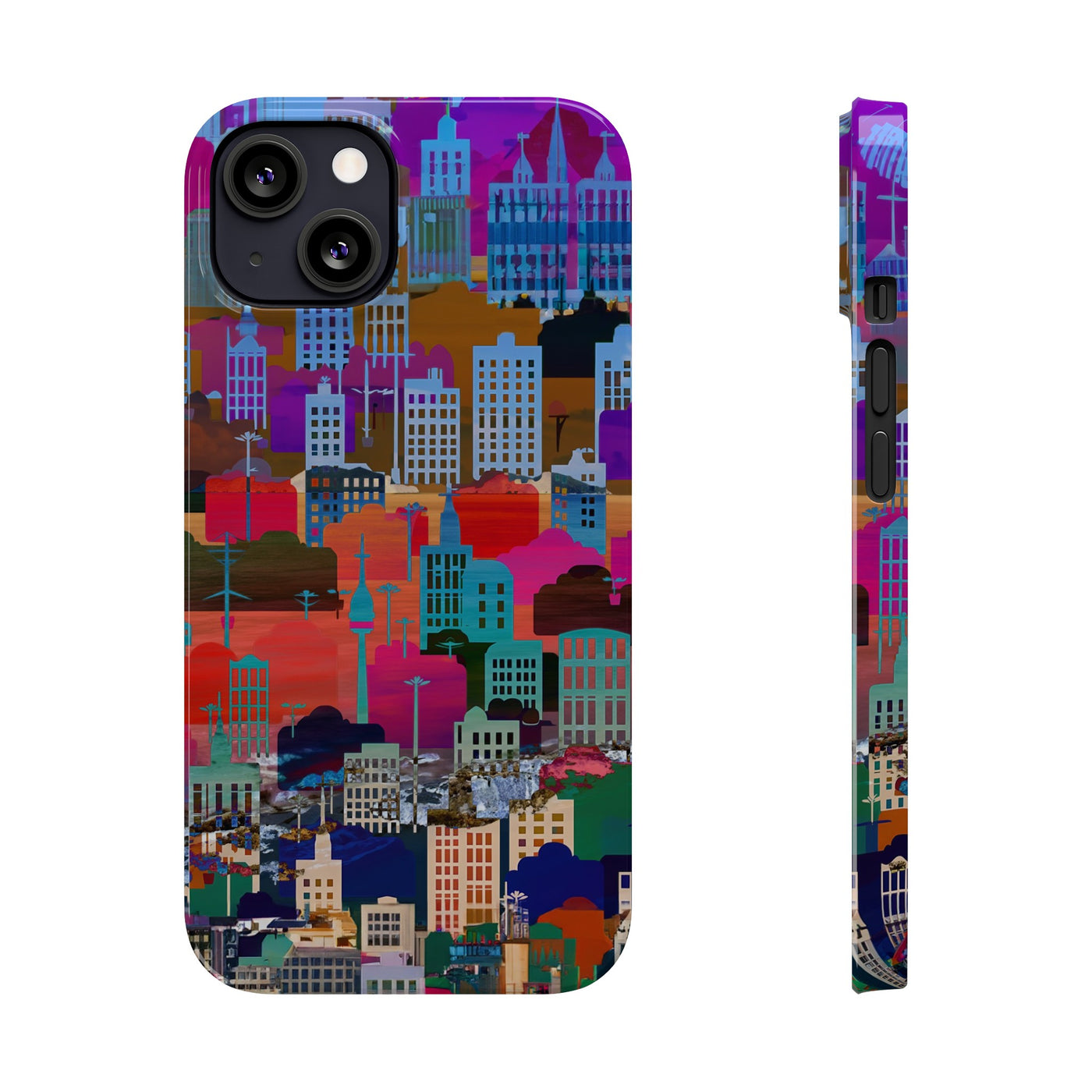 City Skyline Mosaic Slim Cute Phone Cases for Iphone | iPhone 15 Case | iPhone 15 Pro Max Case, Iphone 14, Iphone 14 Pro Max, Iphone 13, 12