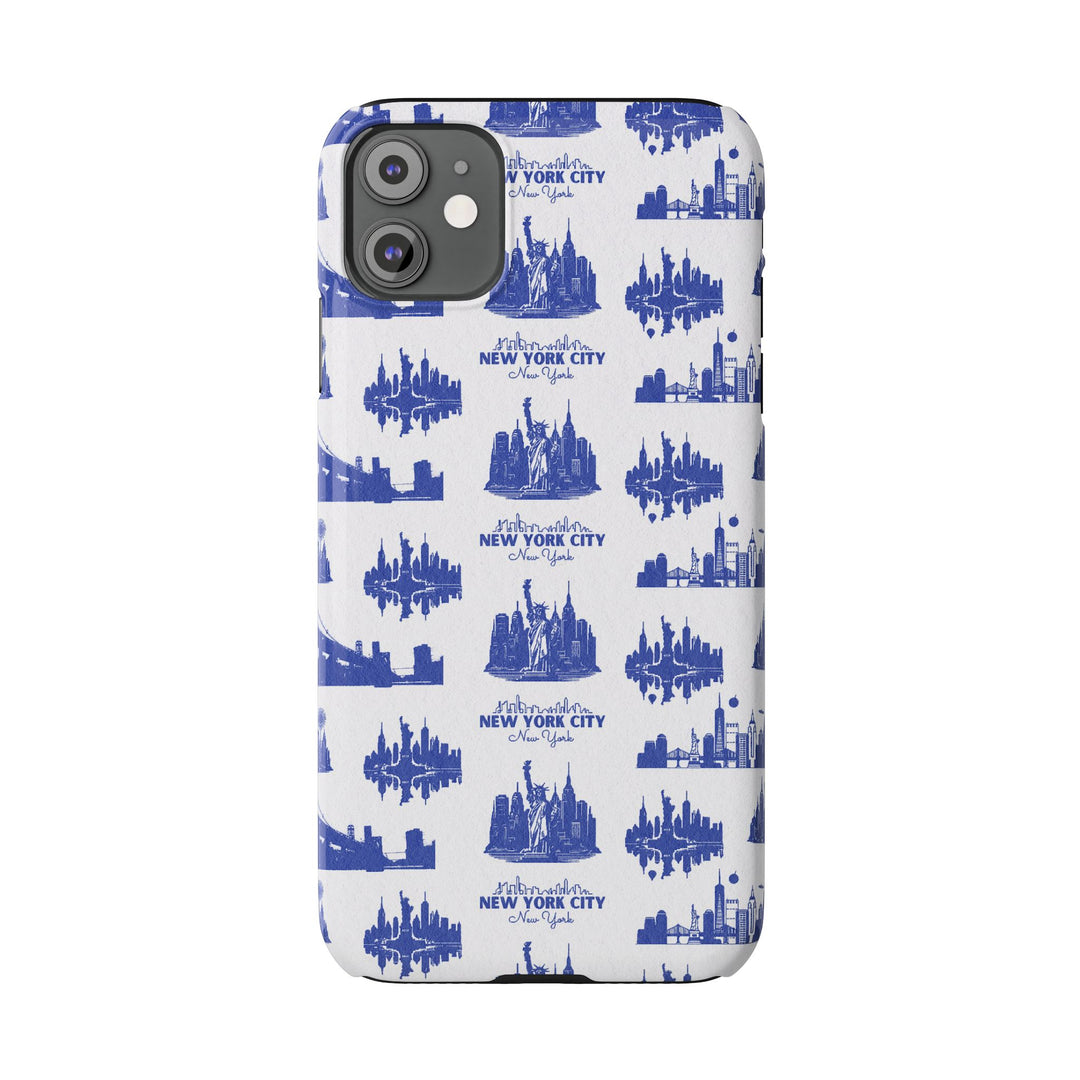 Slim New York Skyline Blue Collage Coquette Gift for Her Cute Phone Cases for Iphone 16 Pro Max | iPhone 15 Case | iPhone 15 Pro Max Case, Iphone 14, Iphone 14 Pro Max, Iphone 13 12 11 8 7 - Studio40ParkLane