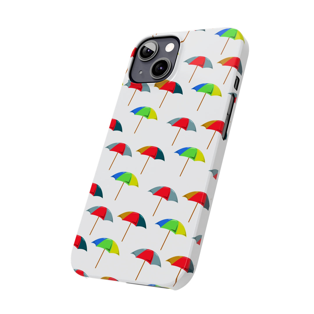 Slim Cute Phone Cases for Iphone - | iPhone 15 Case | iPhone 15 Pro Max Case, Iphone 14 Case, Iphone 14 Pro Max, Iphone 13, Colorful Beach Parasol - Studio40ParkLane