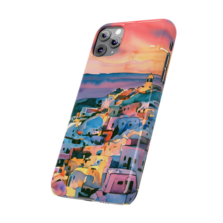 Slim Cute Phone Cases for Iphone | iPhone 15 Case | iPhone 15 Pro Max Case, Iphone 14, Iphone 14 Pro Max, Iphone 13, Colorful Greek House Watercolor - Studio40ParkLane