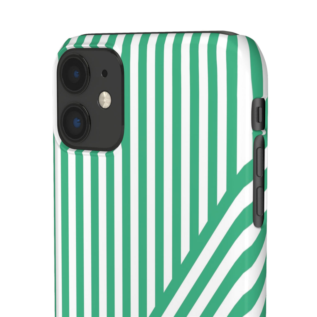 Aesthetic Emerald Stripes Cute Phone Case Sleek Snap - For iPhone 17 Pro Max iPhone 16 Pro iPhone 15 Iphone 14 Plus 13 Pro 12 11 10 Gift