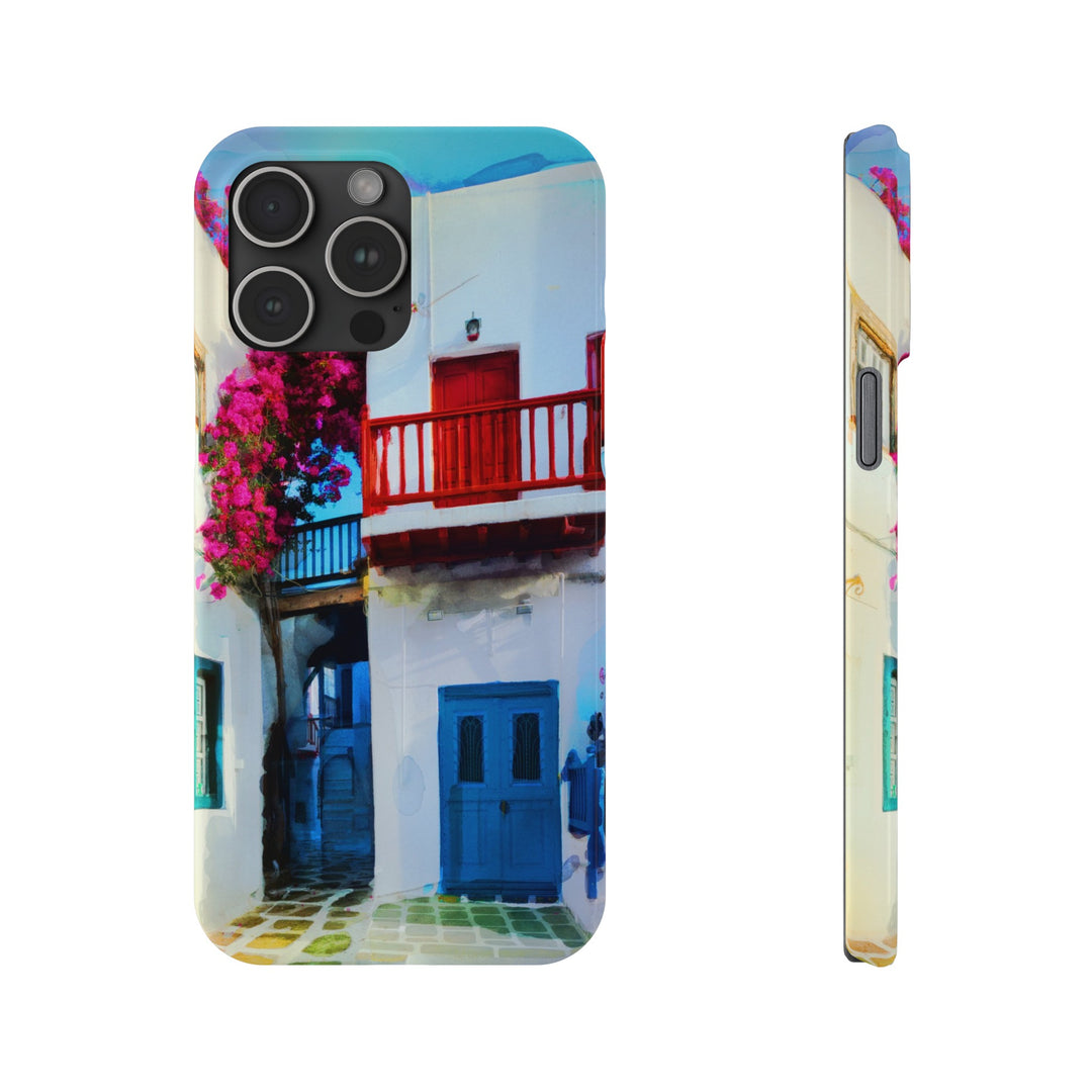 Slim Cute Phone Cases for Iphone | iPhone 15 Case | iPhone 15 Pro Max Case, Iphone 14, Iphone 14 Pro Max, Iphone 13, Colorful Greek Alley Watercolor - Studio40ParkLane