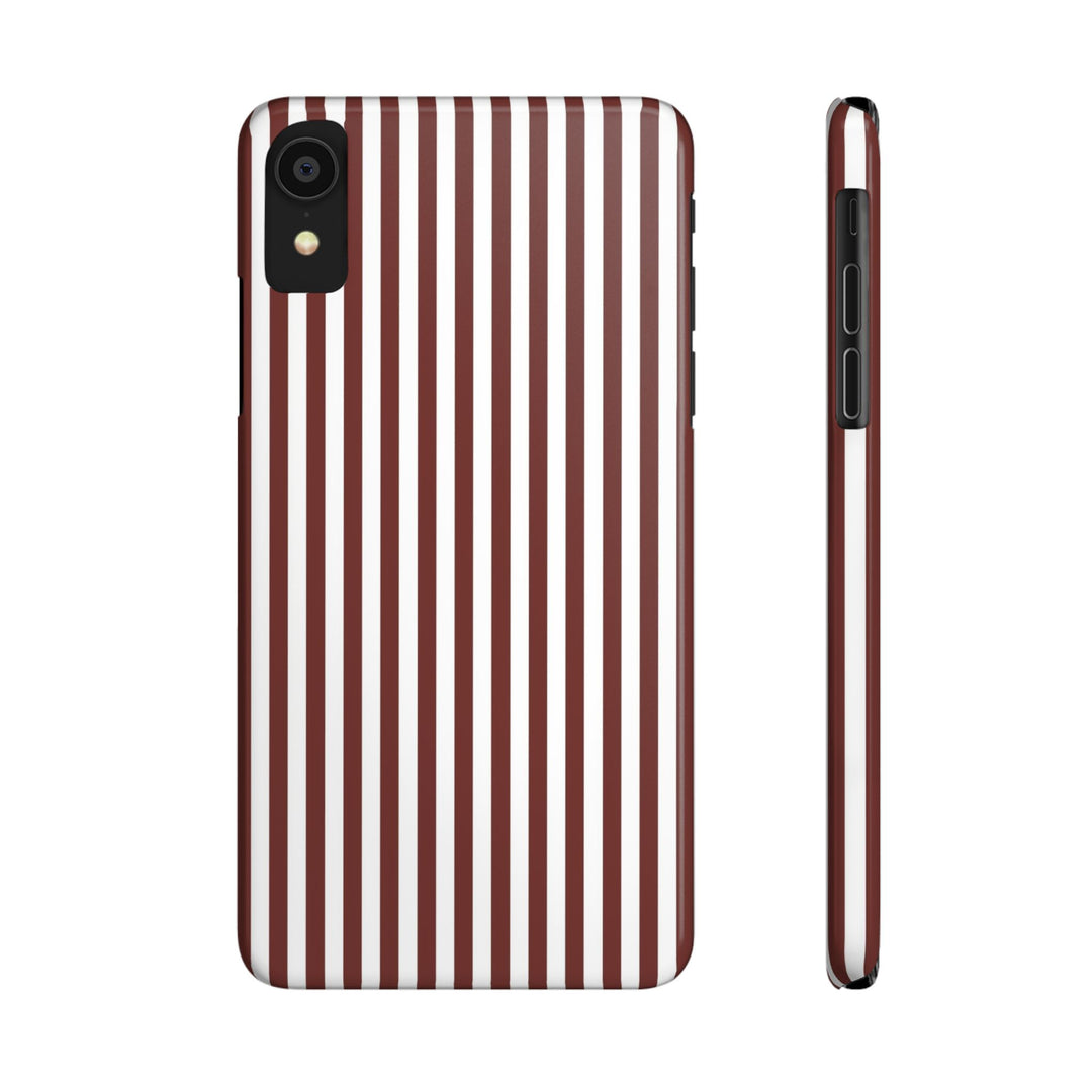 Slim Chocolate Brown Striped Cute Phone Case for Iphone 16 - | iPhone 15 Pro Max Case | iPhone 14 Case Iphone 13 12 11 10 9 8 7 Gift for Her - Studio40ParkLane