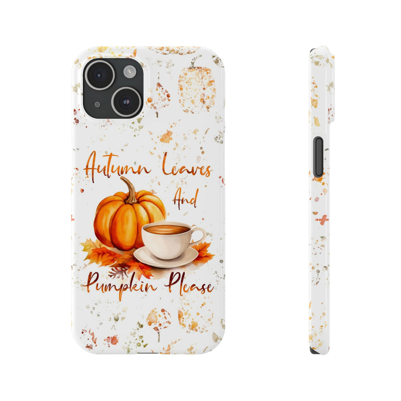 Slim Fall Leaves and Pumpkins Slim Cute Phone Cases for Iphone  | iPhone 15 Case | iPhone 15 Pro Max Case, Iphone 14, Iphone 14 Pro Max, Iphone 13