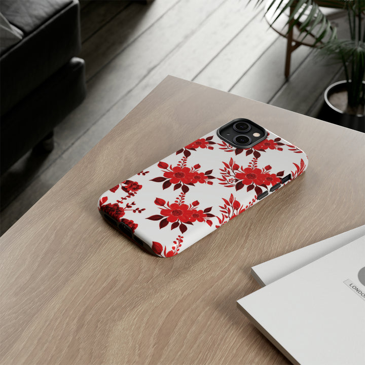 Cute IPhone Case | Red White Flowers, iPhone 15 Case | iPhone 15 Pro Case, Iphone 14 Case, Iphone 14 Pro Max Case, Protective Iphone Case - Studio40ParkLane