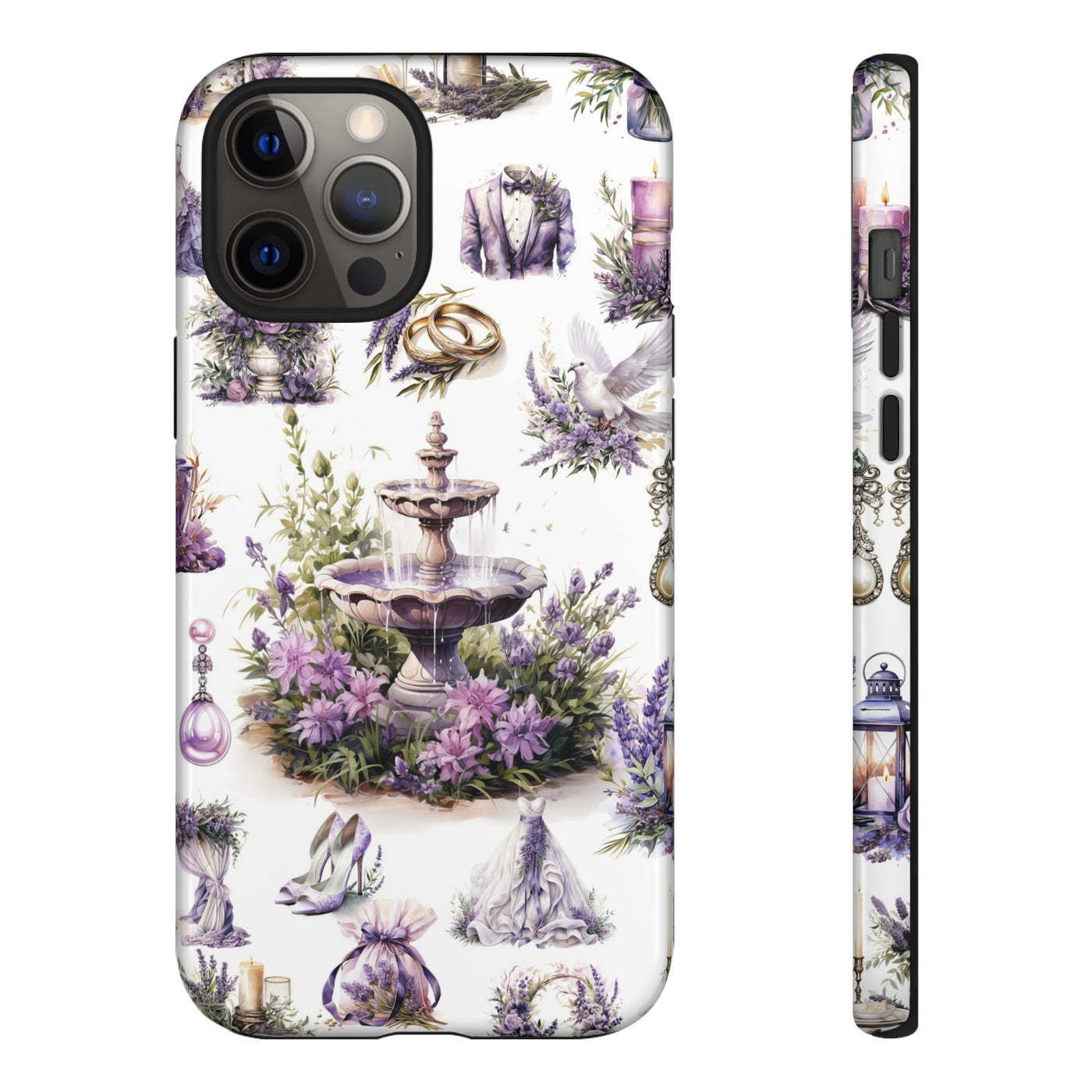 Impact Resistant, Lavender Wedding, Cute Phone Cases for Samsung S24, S23, S22, S21, IPhone 15 pro Iphone 14 pro Iphone 13 IPhone 12 Iphone 11