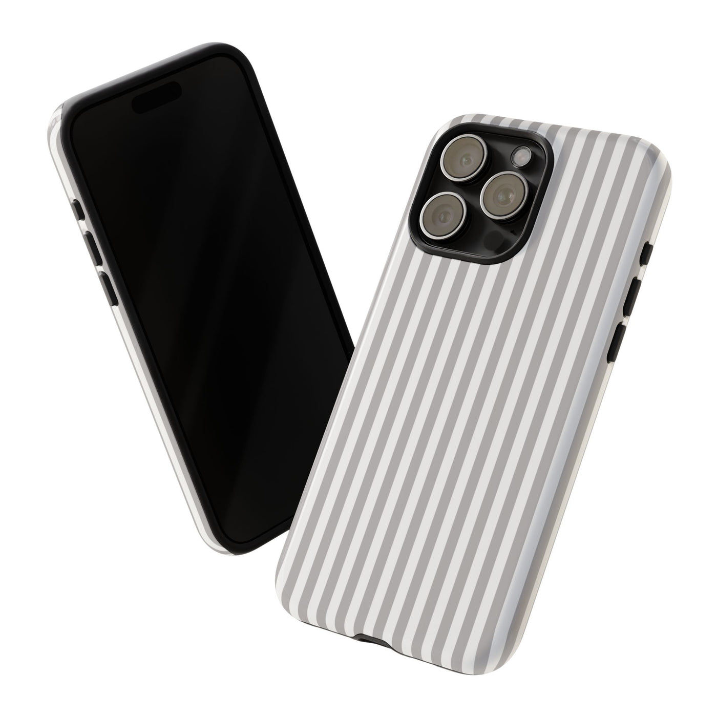 Tough Premium Ash Grey Stripes Phone Case Gift for Her - For Apple iPhone 16 Pro Max 16e iPhone 15 Pro iPhone Iphone 14 Plus 13 Pro 12 SE XR - Studio40ParkLane