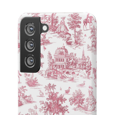 Snap Pink Vintage French Toile Cute Phone Cases for Samsung Galaxy S24, S23, S22, S21, S20, Plus, Ultra, Iphone 16, 15, 14, Pro and Max