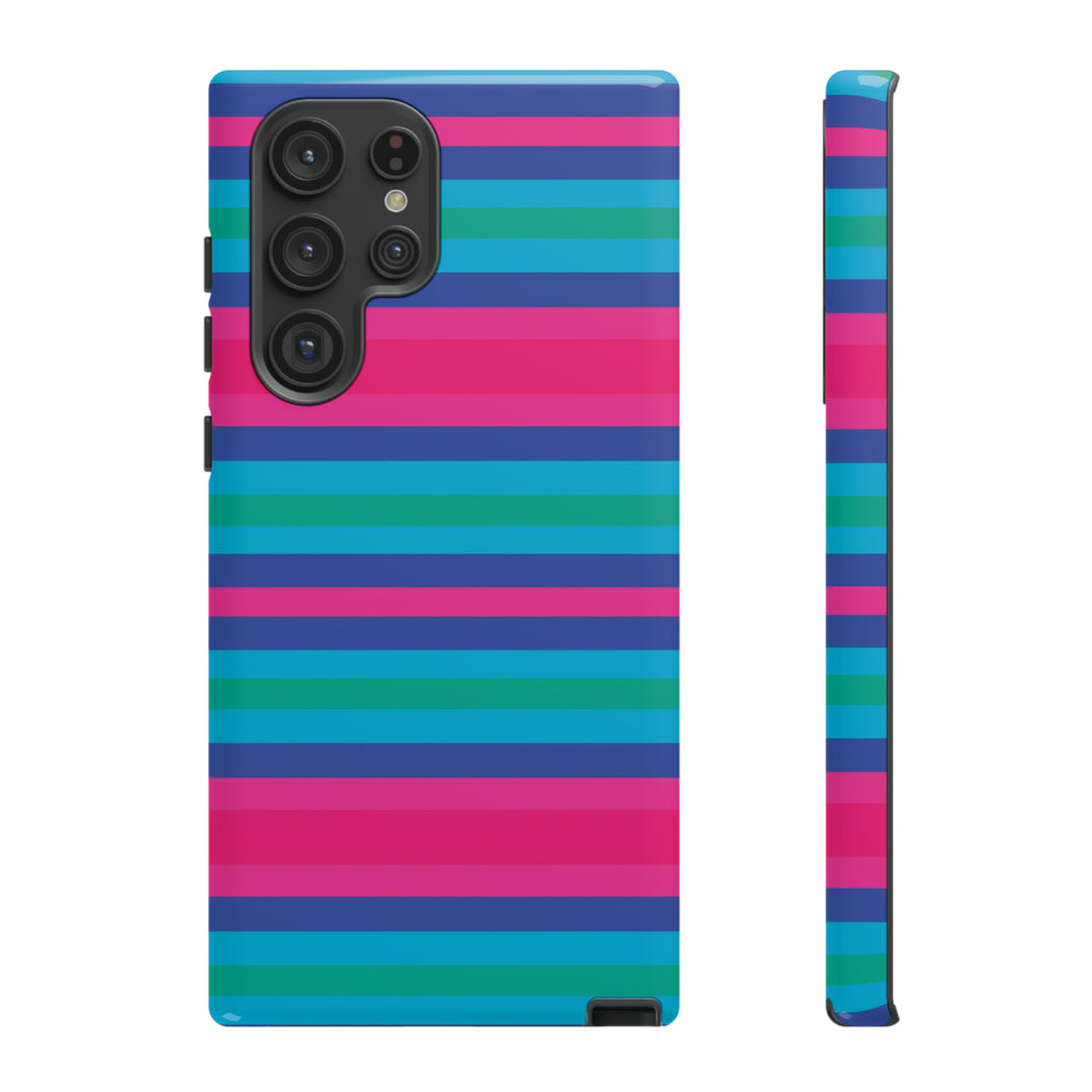 Cute Samsung Phone Case | Aesthetic Samsung Phone Case | Stripes Blue Pink | Galaxy S23, S22, S21, S20 | Luxury Double Layer | Cool - Studio40ParkLane
