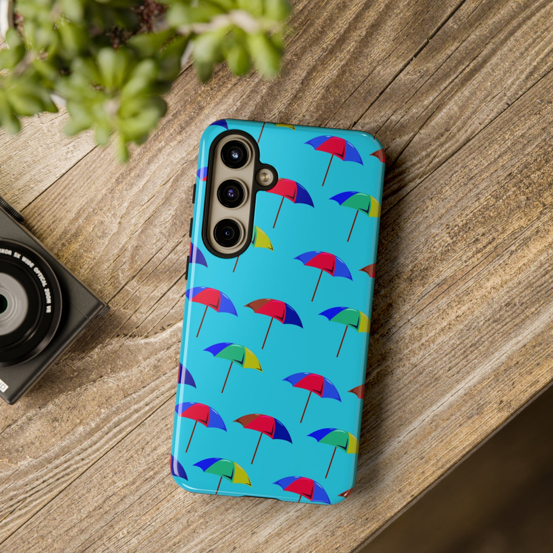 Cute Samsung Phone Case | Aesthetic Samsung Phone Case | Galaxy S23, S22, S21, S20 | Colorful Beach Parasols Blue, Protective Phone Case - Studio40ParkLane