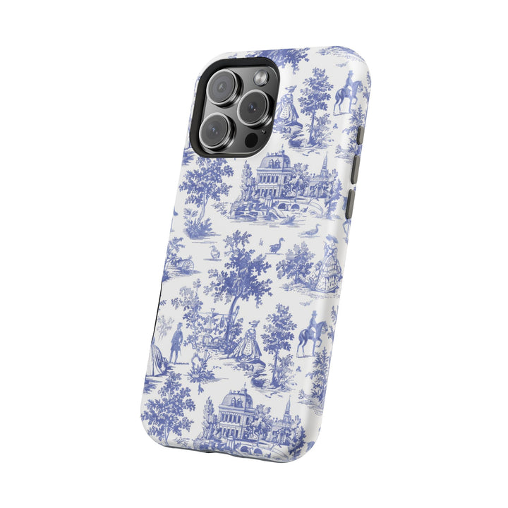 Blue Toile Magnetic Impact-Resistant Cute Phone Case for Iphone 16, iPhone 15 Pro Max Plus 14, 13, 12, 11 Gift for her - Studio40ParkLane