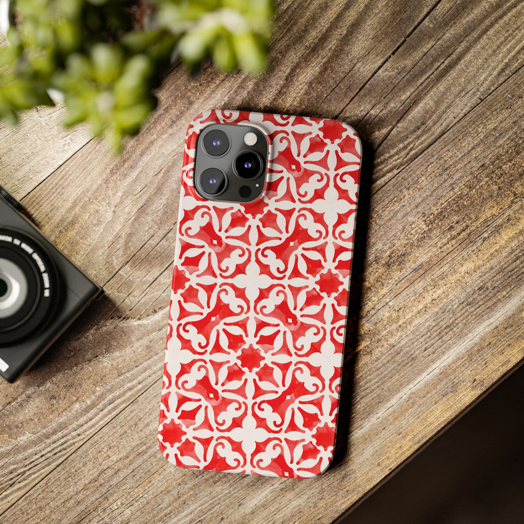 Slim Red Mosaic Gift for Her Cute Phone Cases for Iphone 16 Case | iPhone 15 Case | iPhone 15 Pro Max Case, Iphone 14, Iphone 14 Pro Max, Iphone 13, 12, 11, 10, 8,7 - Studio40ParkLane