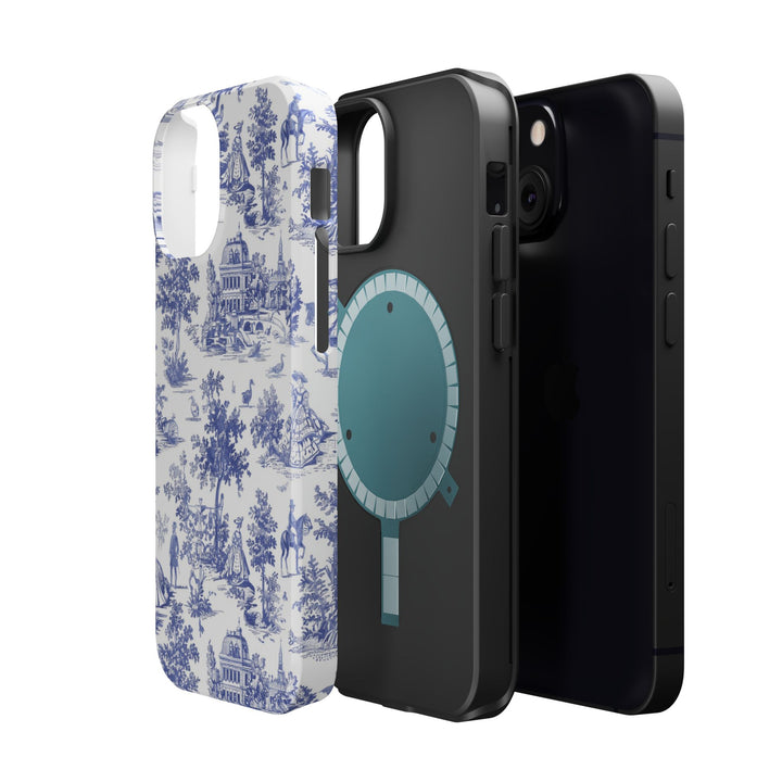 Blue Toile Magnetic Impact-Resistant Cute Phone Case for Iphone 16, iPhone 15 Pro Max Plus 14, 13, 12, 11 Gift for her - Studio40ParkLane