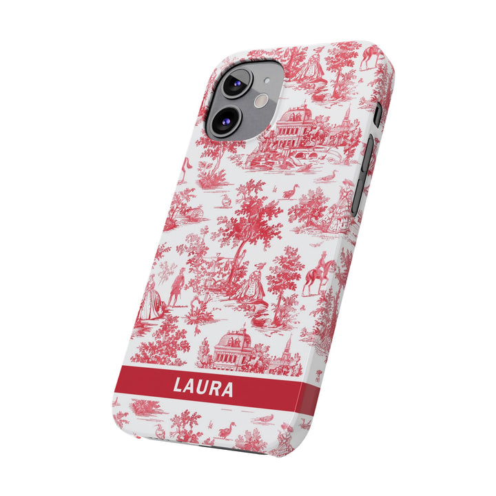 Slim French Toile Personalized Initial Custom Gift for Her Cute Phone Cases for Iphone 16 Pro Max | iPhone 15 Case | iPhone 15 Pro Max Case, Iphone 14, 13, 12, 11, 10, 8, 7 - Studio40ParkLane