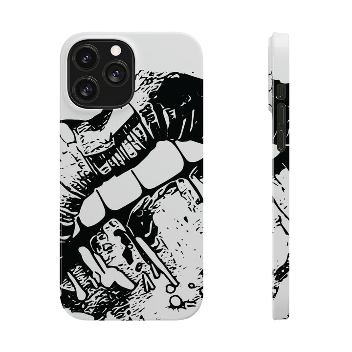 Slim Cute Phone Cases for Iphone - | iPhone 15 Case | iPhone 15 Pro Max Case, Iphone 14 Case, Iphone 14 Pro Max, Iphone 13, Smile Lips Black and White - Studio40ParkLane