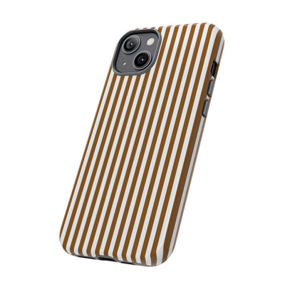 Tough Premium Mocca Brown Stripes Phone Case Gift for Her - For Apple iPhone 16 Pro Max 16e iPhone 15 Pro iPhone Iphone 14 Plus 13 Pro 12 SE XR - Studio40ParkLane