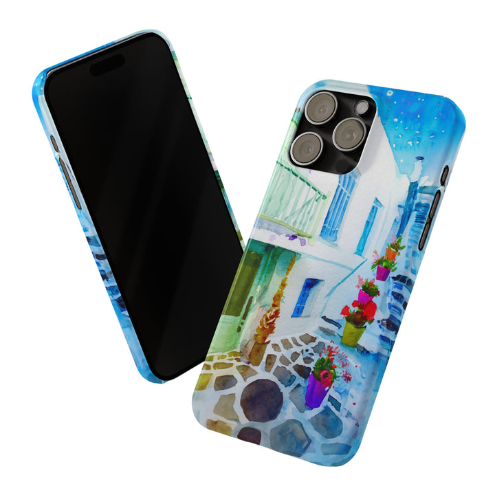 Slim Cute Phone Cases for Iphone | iPhone 15 Case | iPhone 15 Pro Max Case, Iphone 14, Iphone 14 Pro Max, Iphone 13, Colorful Greek Alley Watercolor - Studio40ParkLane
