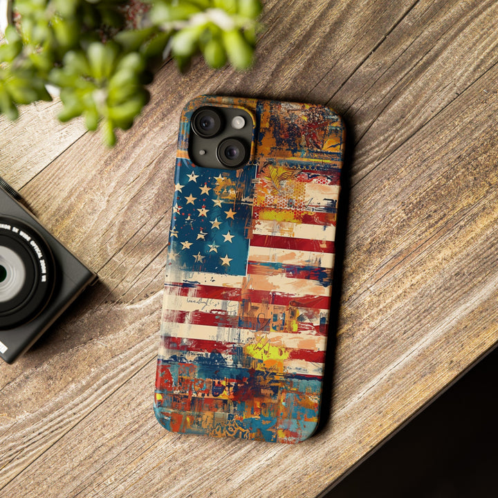 Slim Cute Phone Cases for Iphone | iPhone 15 Case | iPhone 15 Pro Max Case, Iphone 14, Iphone 14 Pro Max, Iphone 13, US Flag Abstract - Studio40ParkLane