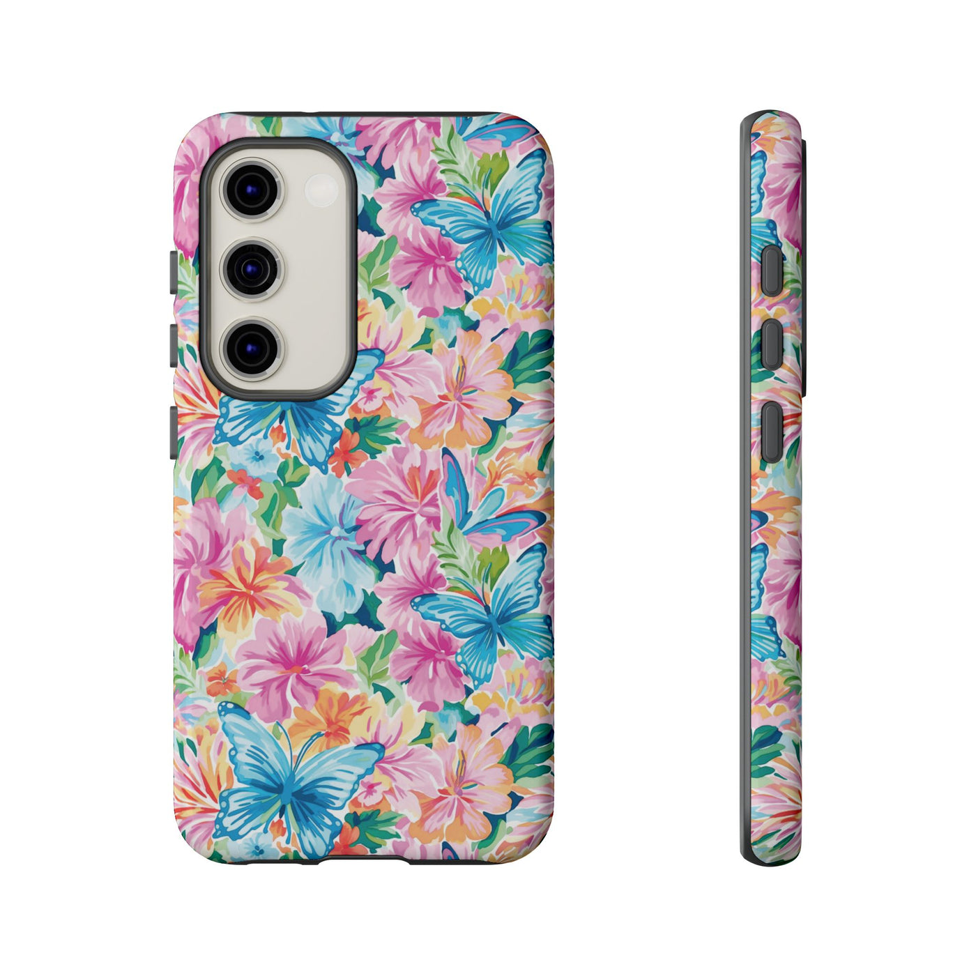 Premium Tough Butterflies Flowers Cute Phone Cases for Samsung S24, S23, S22, S21, S20, Plus and Ultra, Iphone 16 Pro Max,15, 14, 13, 12, 11, 10