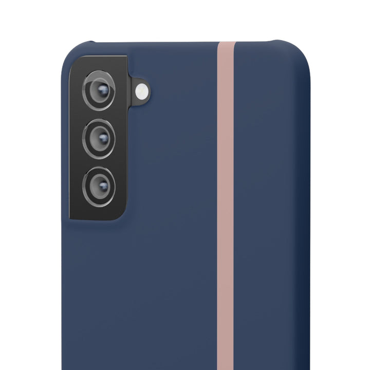 Sleek Navy Blue Pink Stripe Snap Phone Case for iPhone 18 17 16 15 14 13 Pro Max, Samsung Galaxy S26 S25 Ultra Lightweight Cute Phone Case - Studio40ParkLane