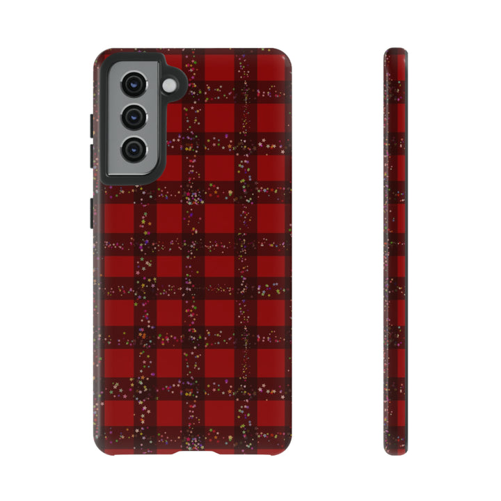 Samsung Phone Cases, Designer Samsung Galaxy S23 Phone Case, Samsung S22 Case, Samsung S21 Case, Samsung S20 Case, Red Festive Plaid - Studio40ParkLane
