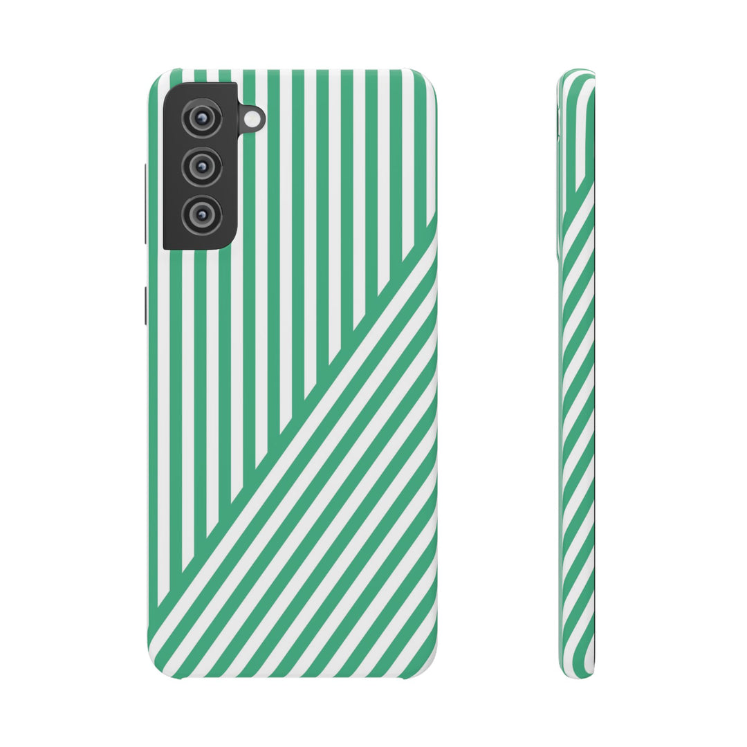 Aesthetic Emerald Stripes Cute Phone Case Sleek Snap - For iPhone 17 Pro Max iPhone 16 Pro iPhone 15 Iphone 14 Plus 13 Pro 12 11 10 Gift