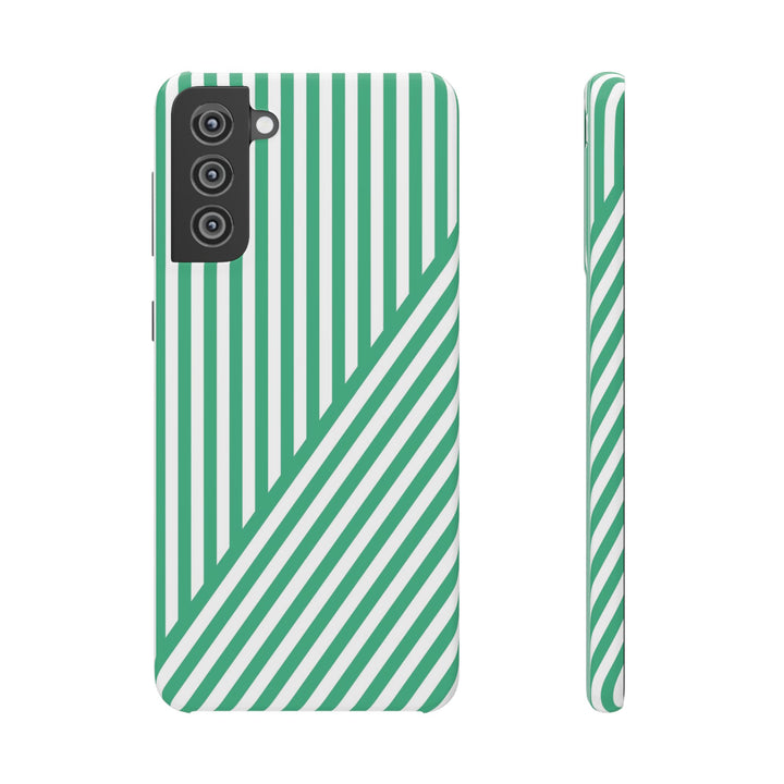 Aesthetic Emerald Stripes Cute Phone Case Sleek Snap - For iPhone 17 Pro Max iPhone 16 Pro iPhone 15 Iphone 14 Plus 13 Pro 12 11 10 Gift